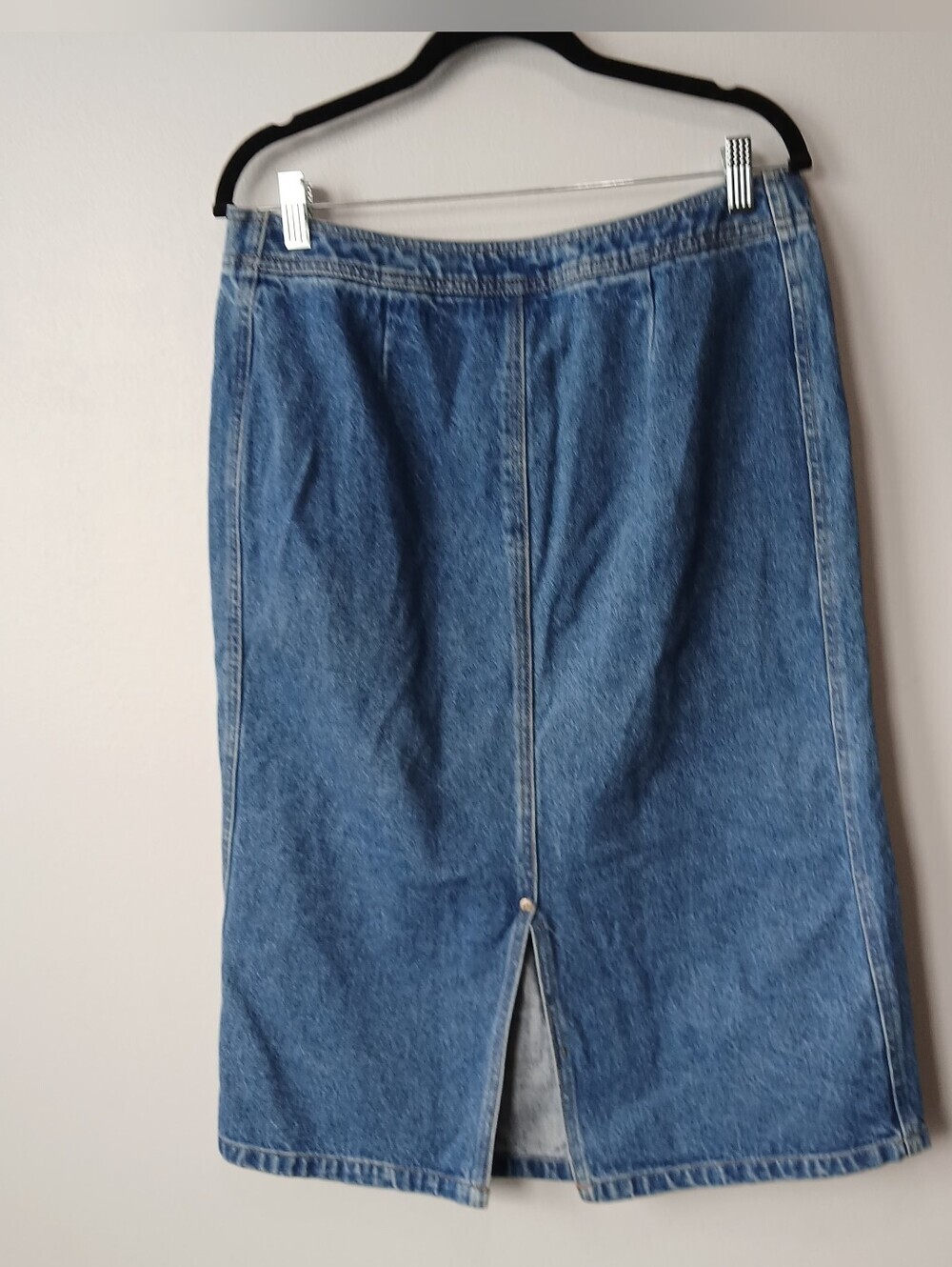 So Blue Sigrid Olsen 100% Cotton Denim Midi Skirt Size 10 Western Coastal Boho - Picture 3 of 8